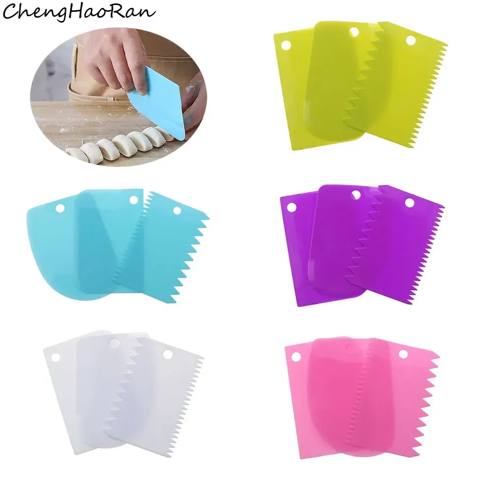 3PCS/Lot Cream Scraper Irregular Teeth Edge DIY Scraper Cake Decorating Fondant Pastry Cutters Baking Spatulas Smoother Tools