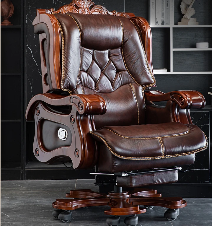 Luxury leather boss chair can lie on massage, home executive chair, comfortable for sitting for a long time