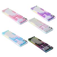 K500 Keyboard Mixed Color White Pink Keycaps 104 Keys Wired Gaming Keyboard Backlight Key boards for Laptop PC