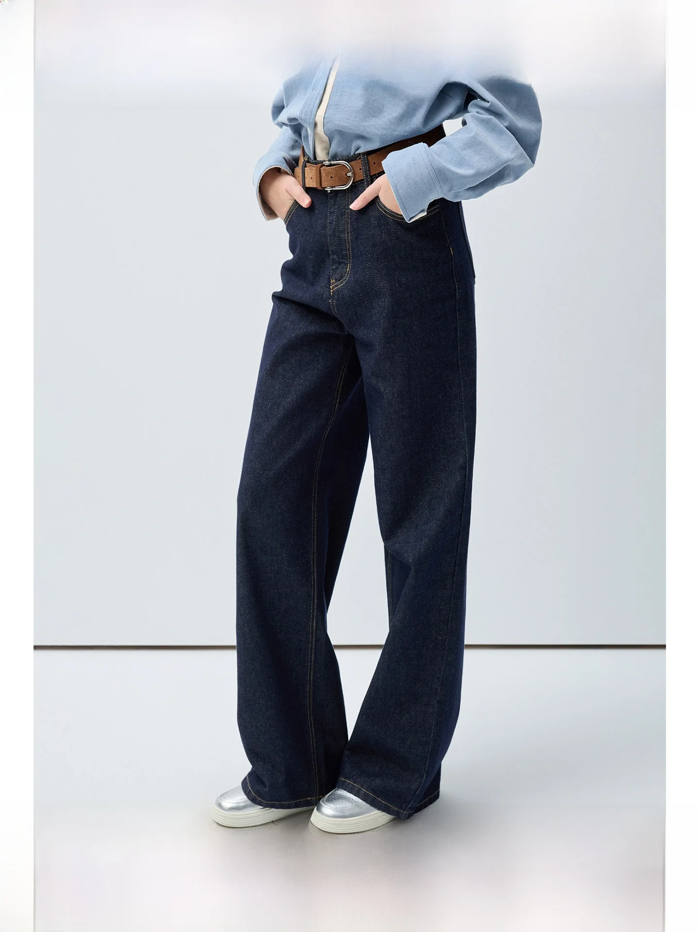 

Retro High Waist Wide Leg Jeans plus Size Women's Denim Pants Spring New Style Conceal Meat Slimming Pants City Walk Casual