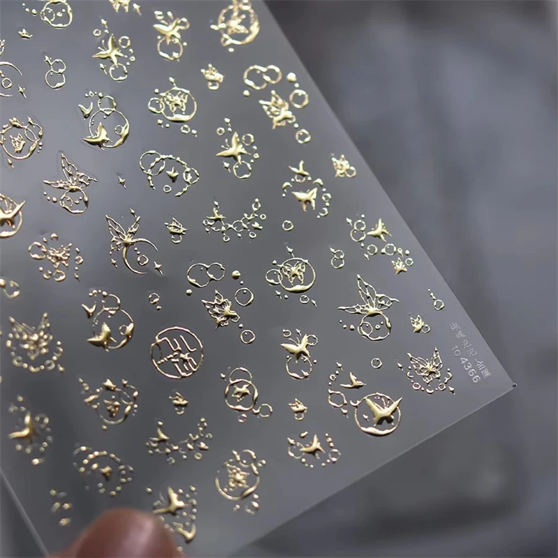 Autocollants pour ongles en gelée française, 1 pièce, bulle de rêve, météore, papillon, étoile, lune, autocollants auto-adhésifs pour décoration d'ongles, DIY bricolage