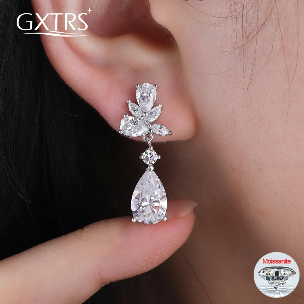 

8.8CTTW Full Moissanite Drop Earrings For Women S925 Silver Waterdrop Diamond Wedding Ear Studs Gifts Fine Jewelry Certificates