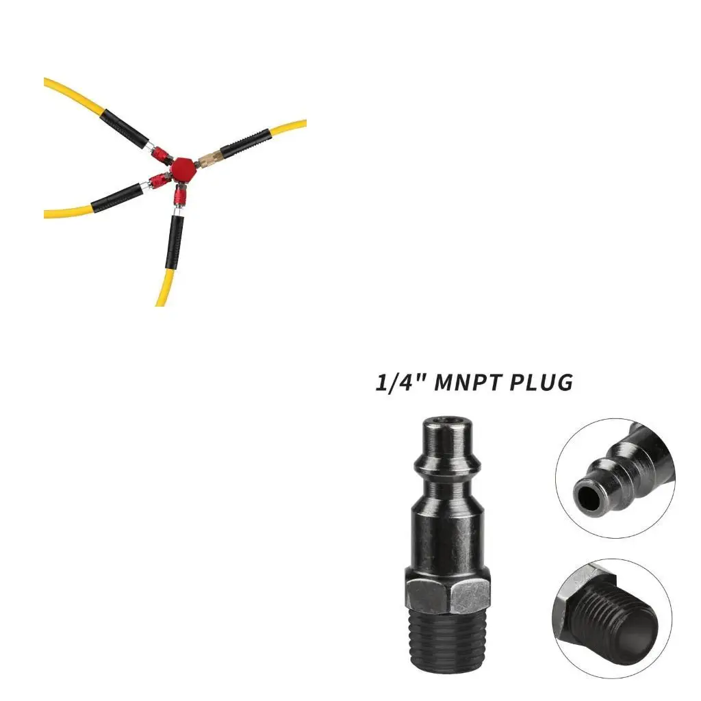 652F Air Splitter 3-Way Manifold with Industrial Coupler and Plugs Air Compressor Hose Accessories Quick Connects Fitting