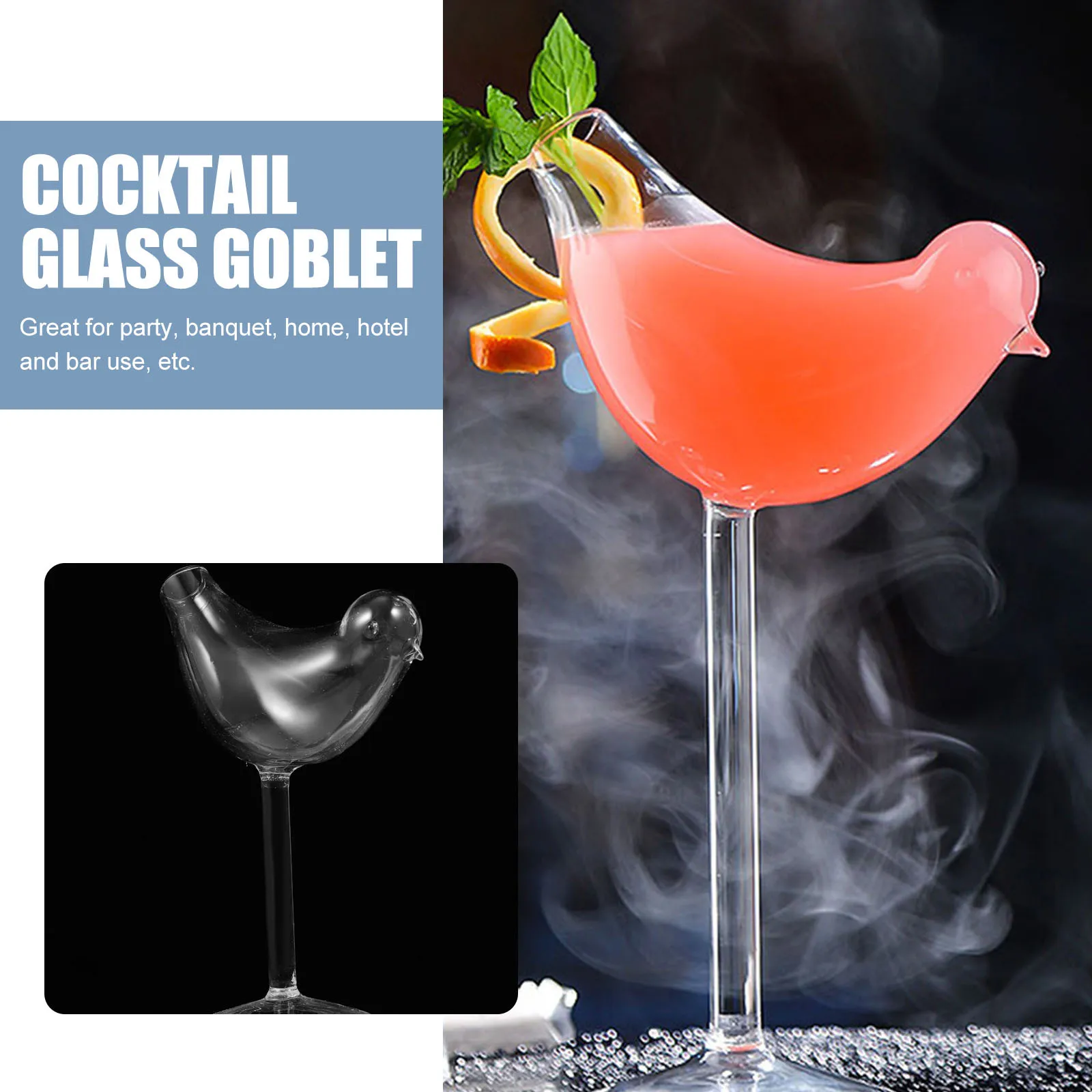 

1Set Cocktail Glass Bird Shape Wine Goblets Banquet Bar Home Use Cocktail Glass Wine Container