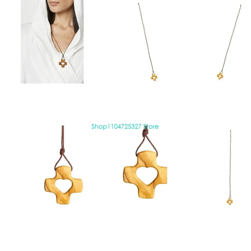 D8KF Unique Cutout Heart Crosses Necklace Symbol Of Faith And Love Handcrafted Christian Jewelry Gift For Everyday Wear
