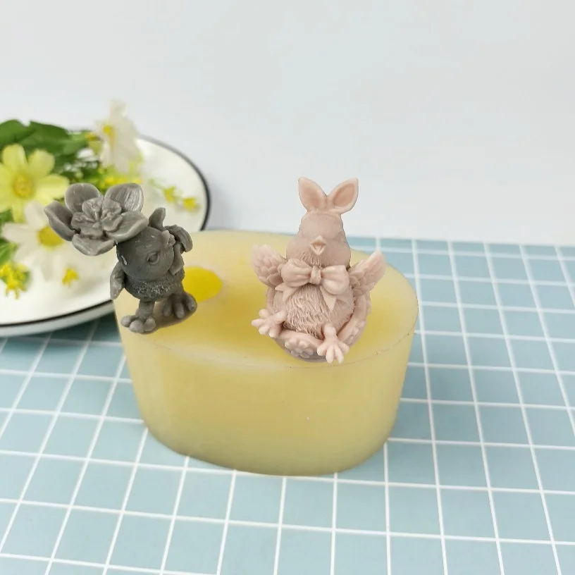 

Animals Mold Flower Bow Eggshell Chicken 2-Hole Soap Molds Silicone 3D Wedding Birthday Clay Resin Mould