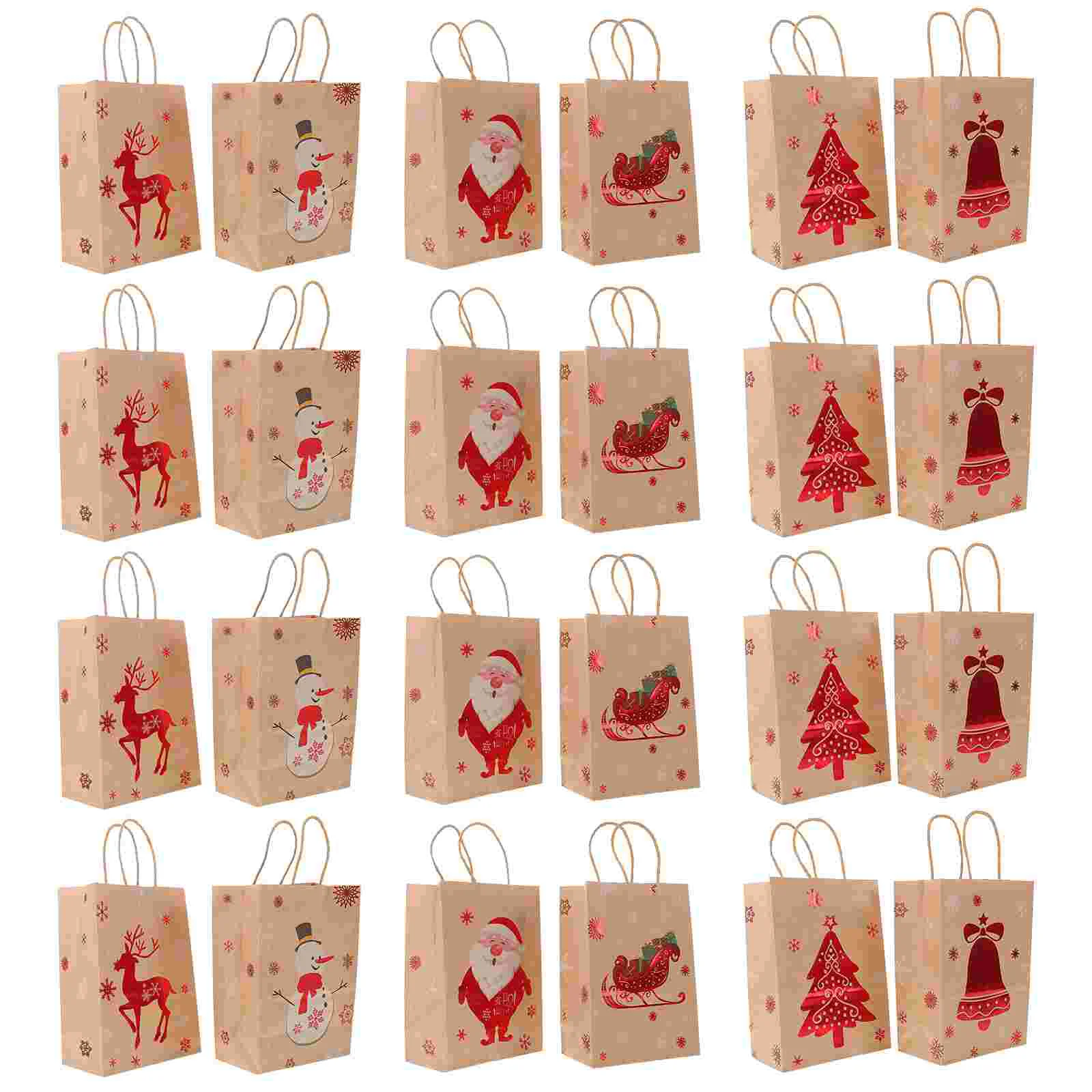 

24pcs Christmas Gift Packaging Bags Set Paper Bags Christmas Gift Bags Portable Paper Gift Bags Multi-Functional Christmas