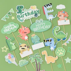 Dinosaur Cake Topper Flag bambini buon compleanno Tyrannosaurus Rex Wedding Cupcake Toppers cottura bellezza Baby Shower Cake Decor fai da te