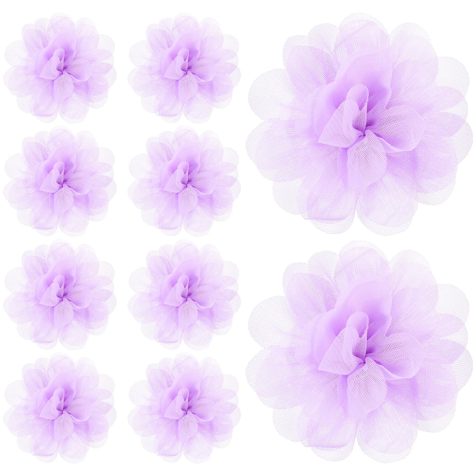 

10 Pcs Flower Hair Accessories Artificial Flowers Decorative Net Faux 100d Chiffon Fake Mesh Heads for Crafts Bride Decoration