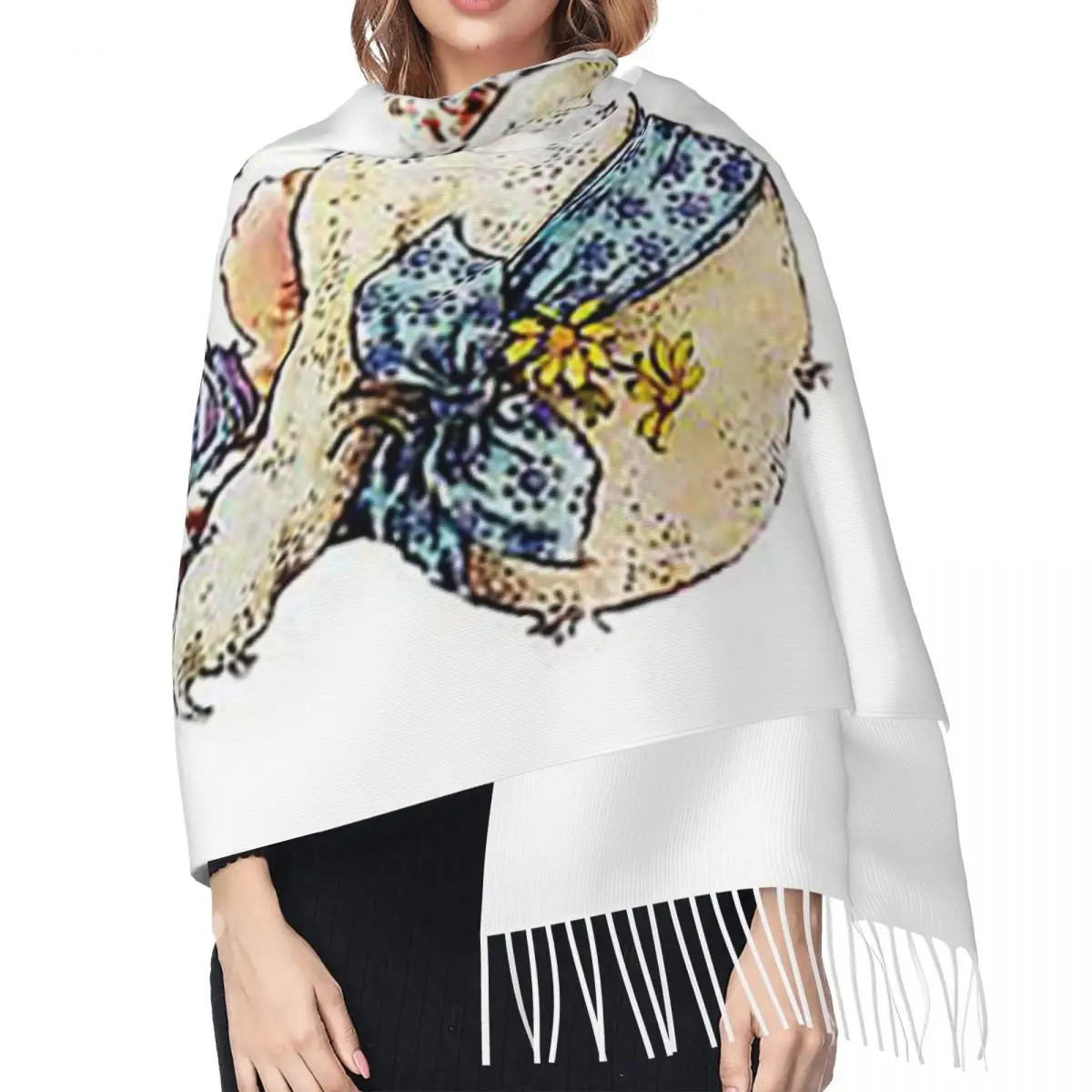 وشاح Kawaii Sarah Kay أوشحة شرابة للنساء شالات دافئة ناعمة ويلتف شال كبير للخريف والشتاء