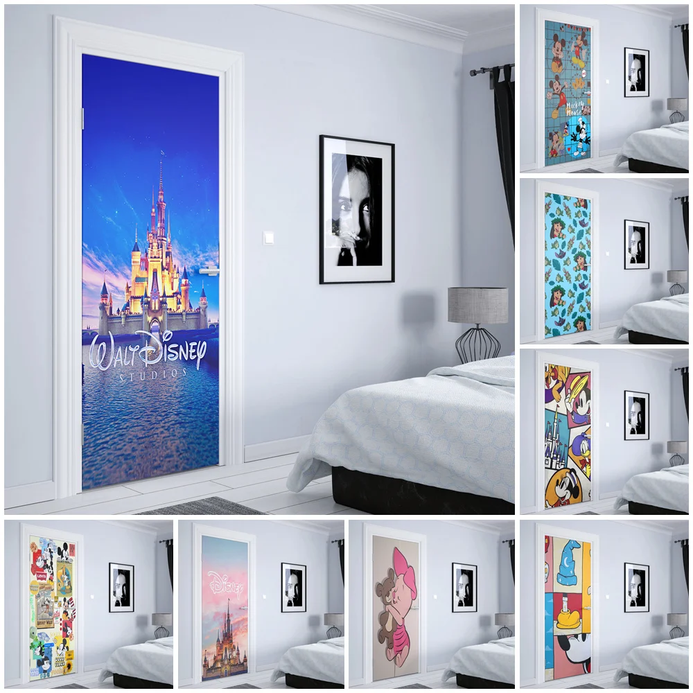 Disney Lilo & Stitch The Series Door sticker waterproof graffiti Mickey Castle Wall Sticker kids bedroom painting Aesthetic HD