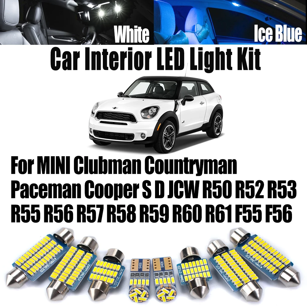 LED Interior Car Light Set For MINI Clubman Paceman Countryman Cooper S D JCW R50 R52 R53 R55 R56 R57 R58 R59 R60 R61 F55 F56
