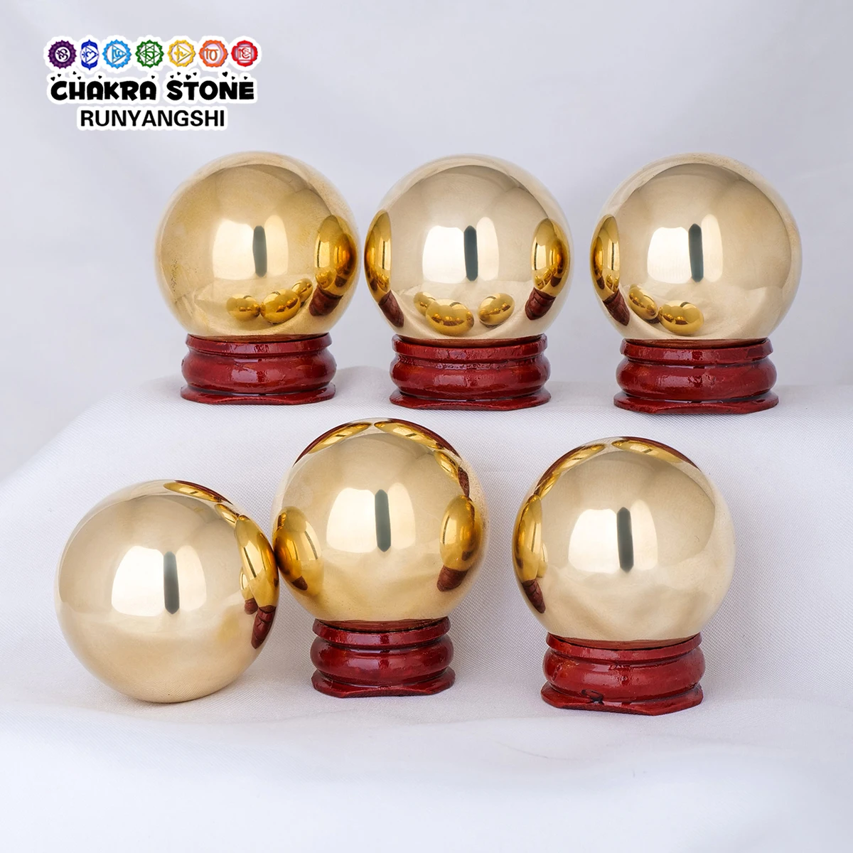 1PC Natural Crystal Stone Brass Ball Home Decor Magic Energy Divination Healing Meditation Relieve Stress Gem Crafts Gifts