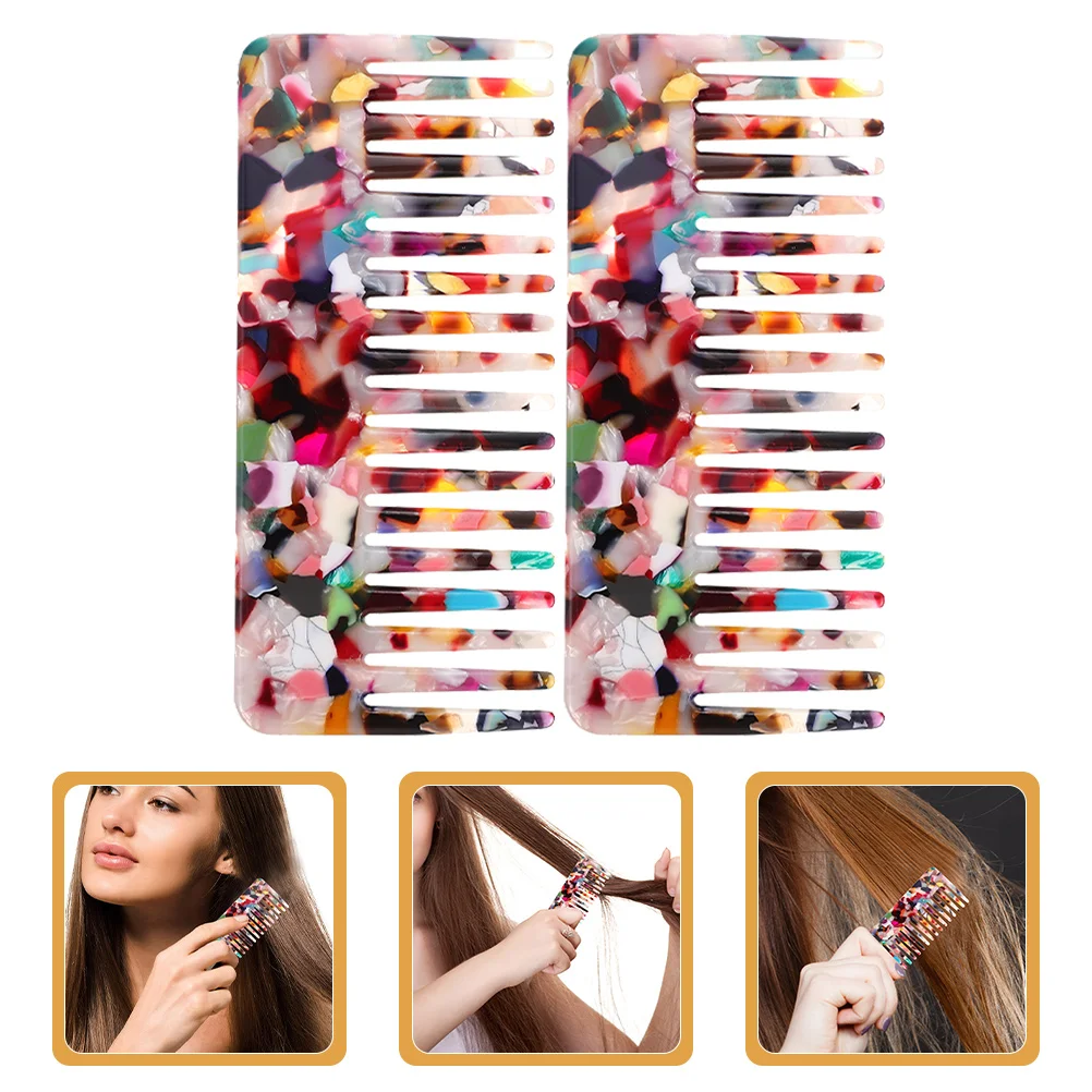 

2 Pcs Bristle Brush Anti-static Comb Barrettes Edge Acetate Sheet Hair Combs for Women