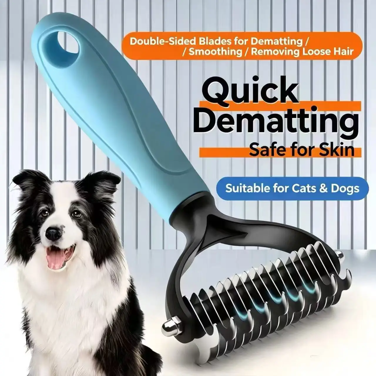 Double Sided Pet Dematting Comb Dog Cat Deshedding Grooming Rake Detangler Brush