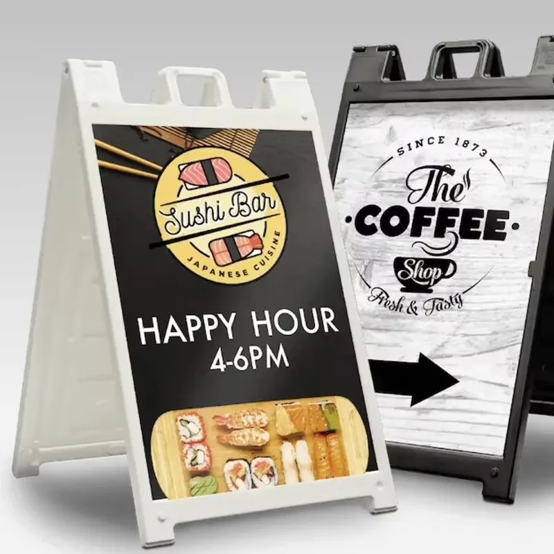 Custom 60x90cm A Frame Sign Board White Black ABS Material Waterproof Folding Sandwich Billboard Eco Friendly Outdoor Display