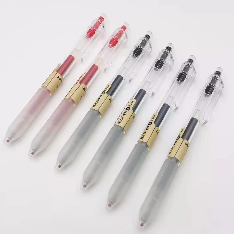 

12Pcs AIHAO X97 Press the neutral pen 0.5mm Gel pen Signing Pen Red Ink Black Ink Supplies School Stationery