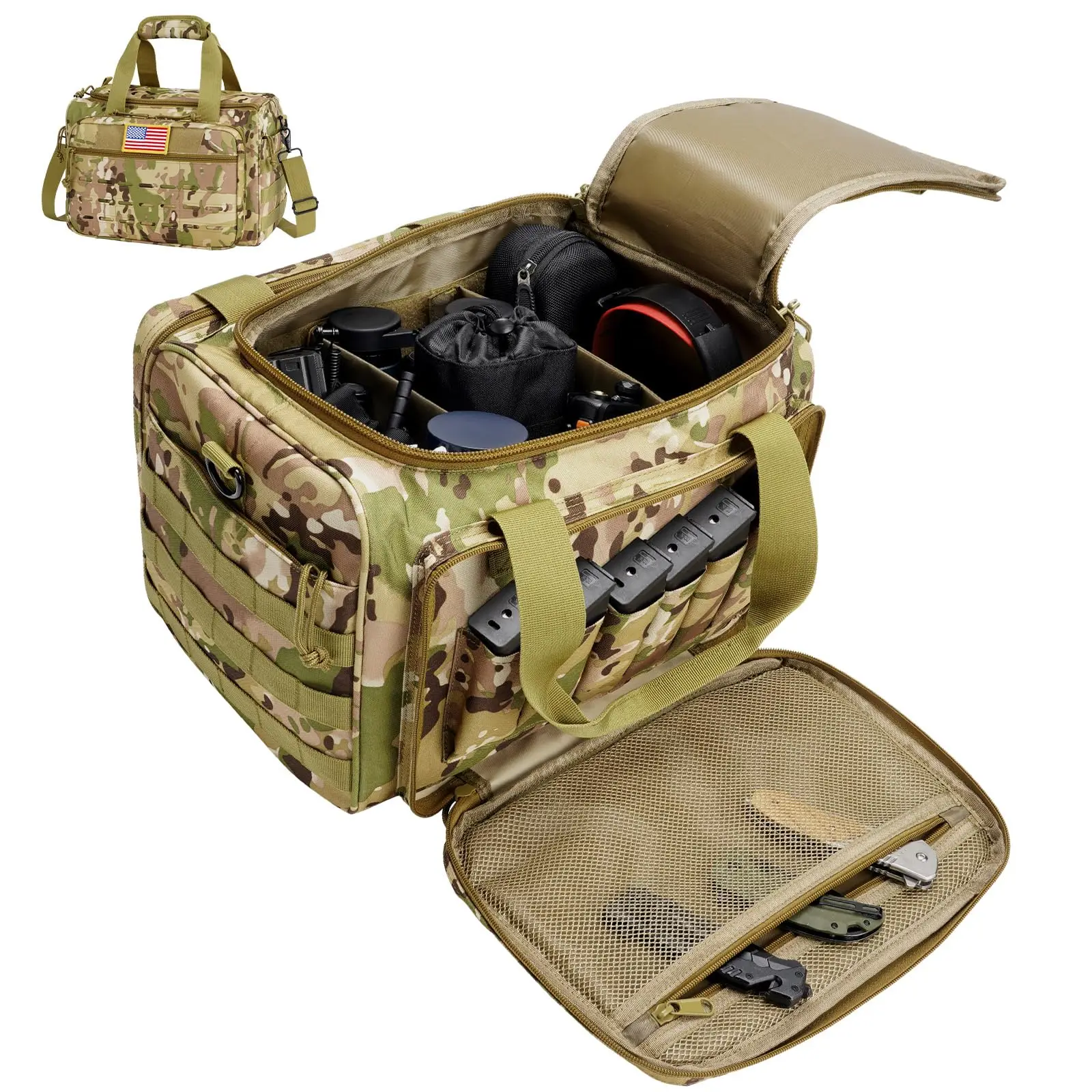 CVLIFE Tactical Gun Range Bag Pistol Shooting Duffle Handguns Case Bag Lockable Zipper Shooting Outdoor Hunting