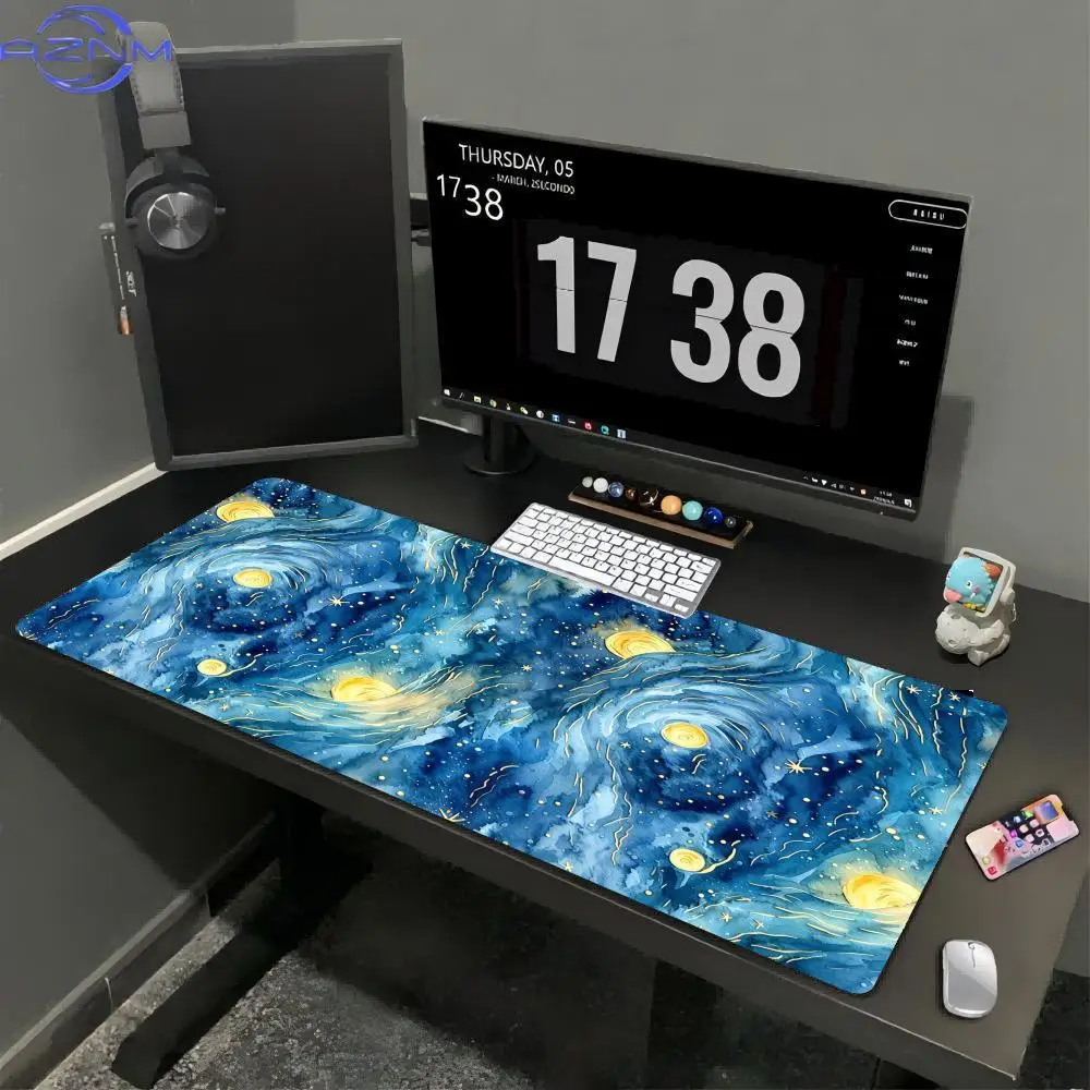Flowing Gilded Night Mouse Pad Computer Accessories Office Game Table Mats Rubber Anti-slip Gaming Keyboard Mousepad Desk Pads