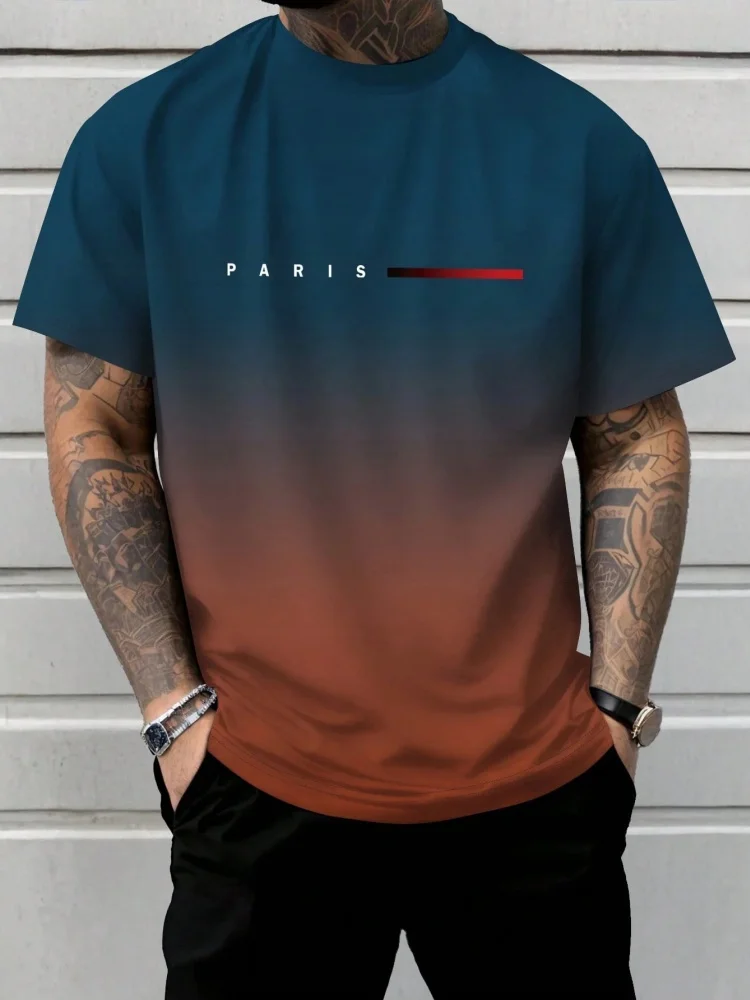 

Men's Short Sleeve Summer Outdoor Breathable Round Neck T-shirt Short Sleeve Classic Stripe Pattern Large Size Loose Men's short