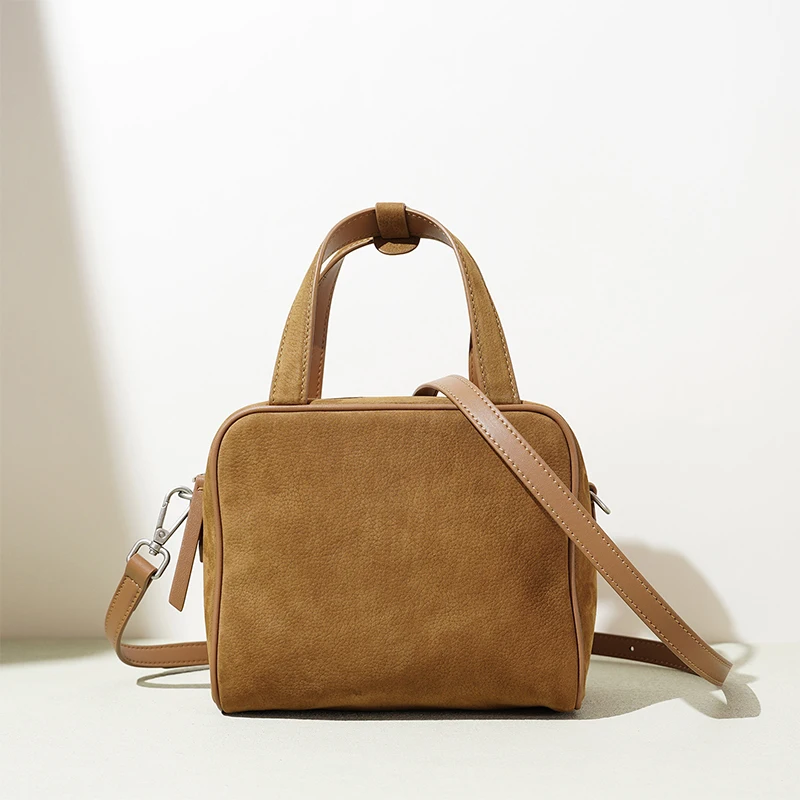 

New Frosted Tote Bag Niche Design Large-capacity Square Bag Fashion Autumn Winter Bowling Bag Solid Color Popular Crossbody Bags