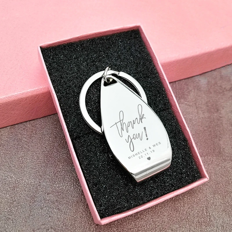 Personalized Wedding Favor Keyring, Free Engraved Keyring, Bottle Opener, Personalized Wedding Favor Gift, 10 PCs