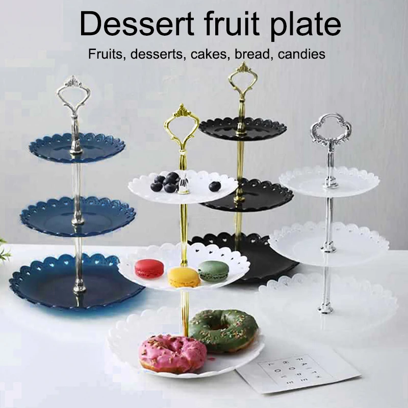 Plato de frutas, mostrador de postre, bandeja de frutas, soporte de pastel de tres capas, soporte de pastelería, fiesta de boda, bandeja de dulces, 1 ud./2 uds.
