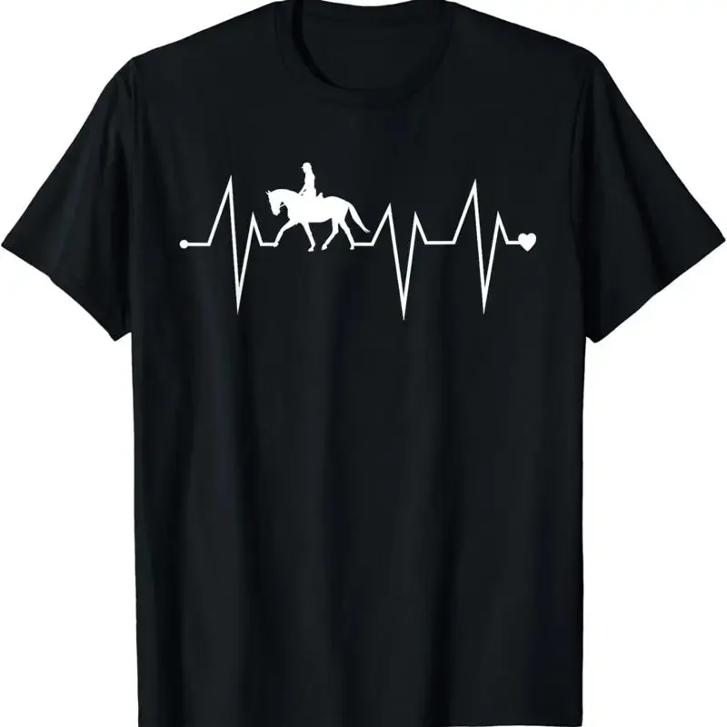 Funny Dressage Horse Riding Heartbeat Heart Pulse Rate EKG T Shirt
