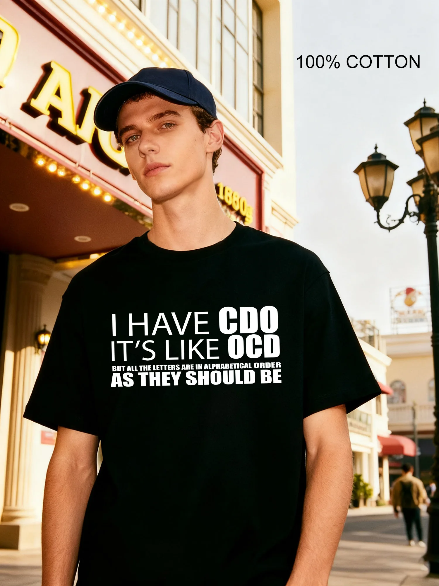 

Cdo Ocd Humor Men's T-Shirts Casual Design Crew Neck T-Shirt 180g Street 100% Cotton