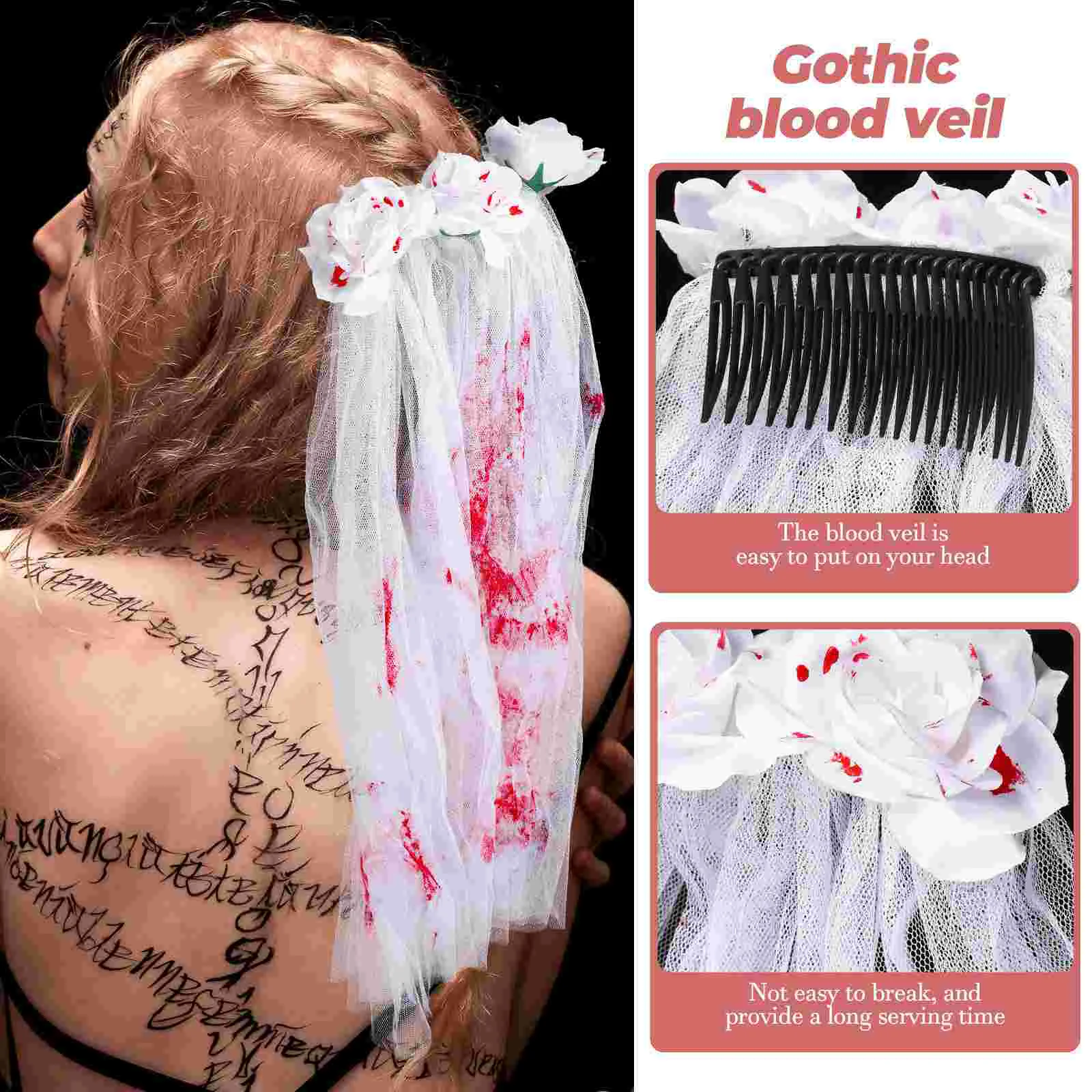 Véu Decorativo Do Canhado Do Crânio, Véu Manchado De Sangue, Acessórios Longos Para Cabelo, Noiva Do Homem Gótico, Decoração Da Festa Do Dia Das Bruxas