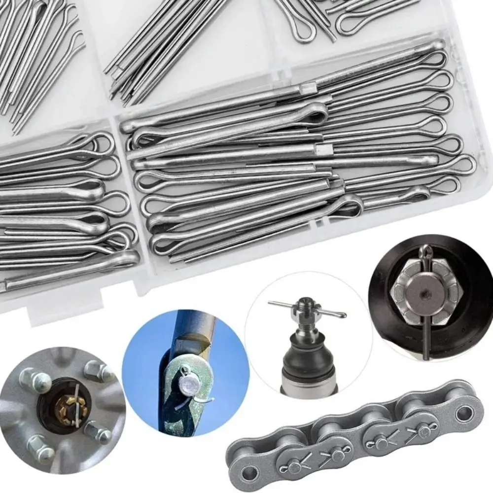 250pcs Galvanized Steel Cotter Pin Assortment Set Various Sizes Premium Material R-Clip Fasteners Easy Installation Heavy Duty