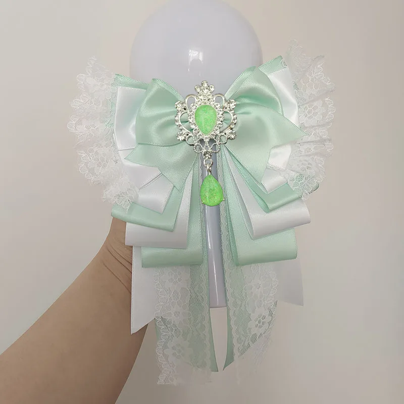 

Fashionable Girl Handmade Lace Bow Tie Brooch Anime Concert Support Stick Bowknot Shirt Collar Flowers Accessories Gifts