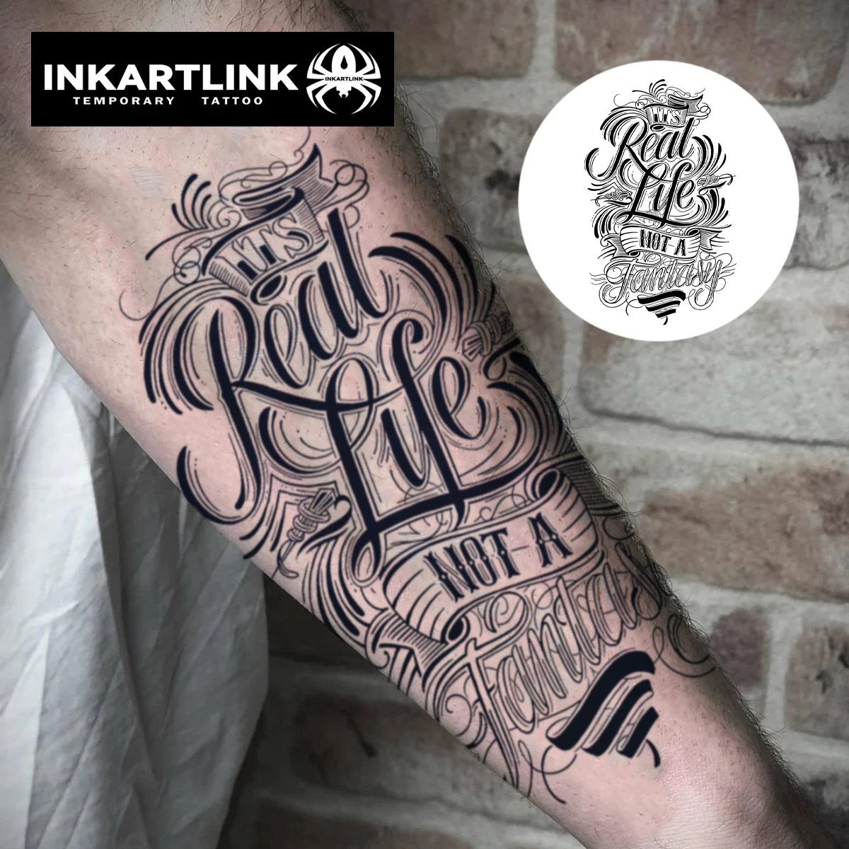 Floral Calligraphy temporary tattoo sticker, waterproof magic tattoo, lasts to 15 days fake tattoo, semi permanent tattoo