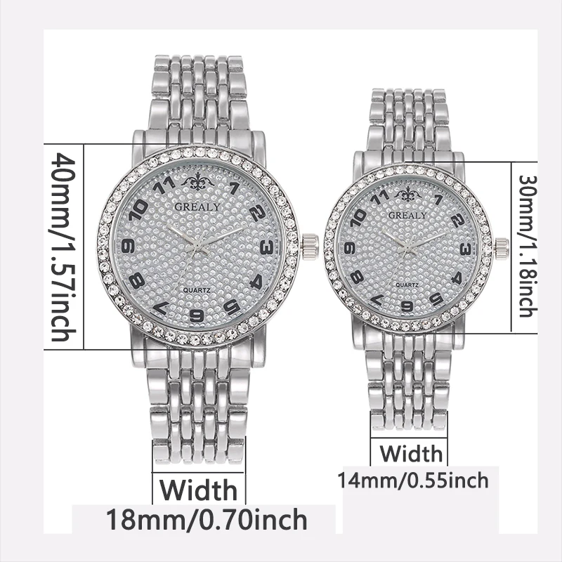 นาฬิกาคู่รุ่นแฟชั่นผู้ชาย ดีไซน์ทันสมัยสำหรับนักศึกษา  ประดับเพชร  หน้าปัดลายท้องฟ้าเต็มดาวแบบโรมัน  พร้อมสายแบบกำไลข้อมือ  นาฬิกาควอตซ์