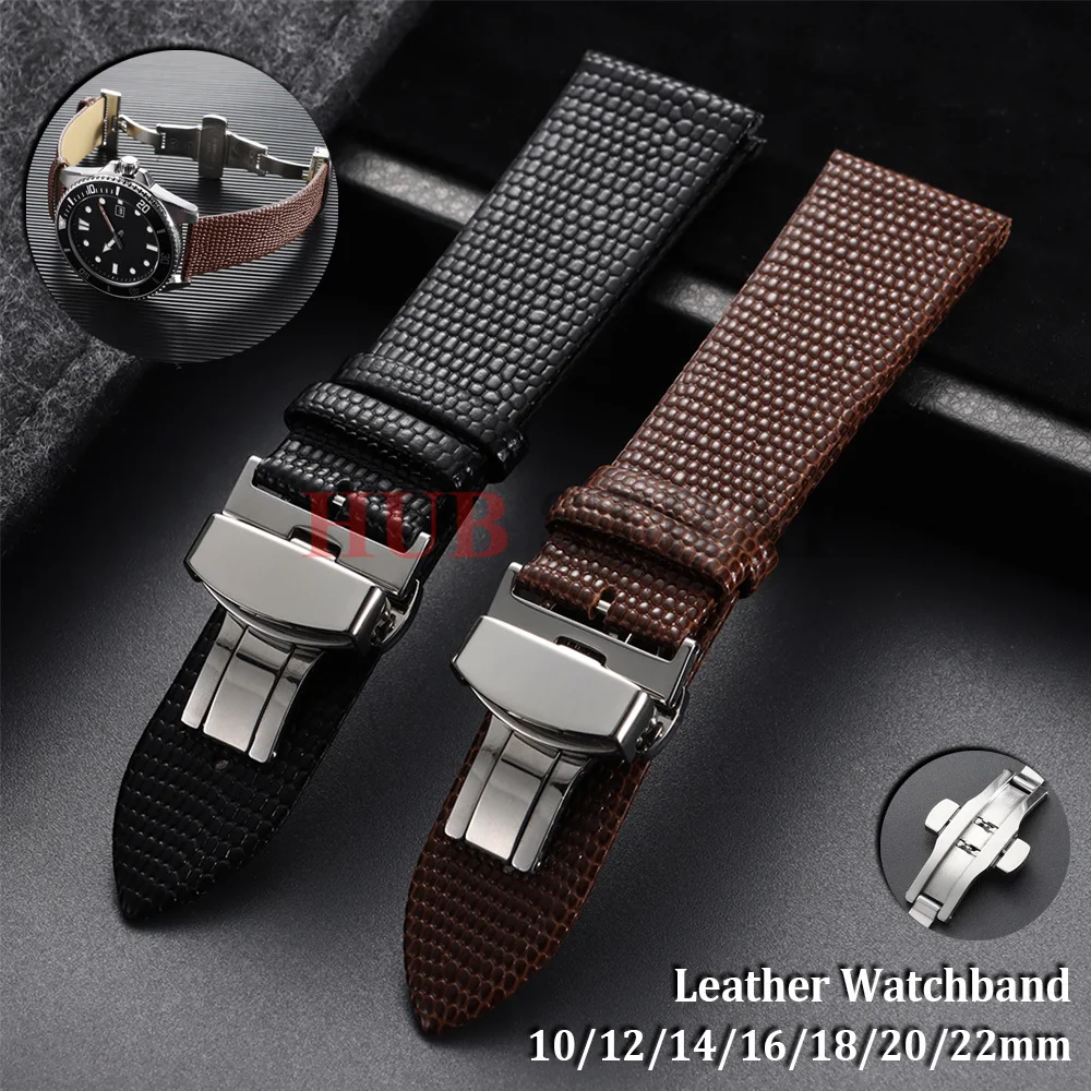 Lizard Print Genuine Leather Watch Band 10mm 12mm 14mm 16mm 18mm 20mm 22mm Strap Replacement Bracelet MenWomen Watch Accessories