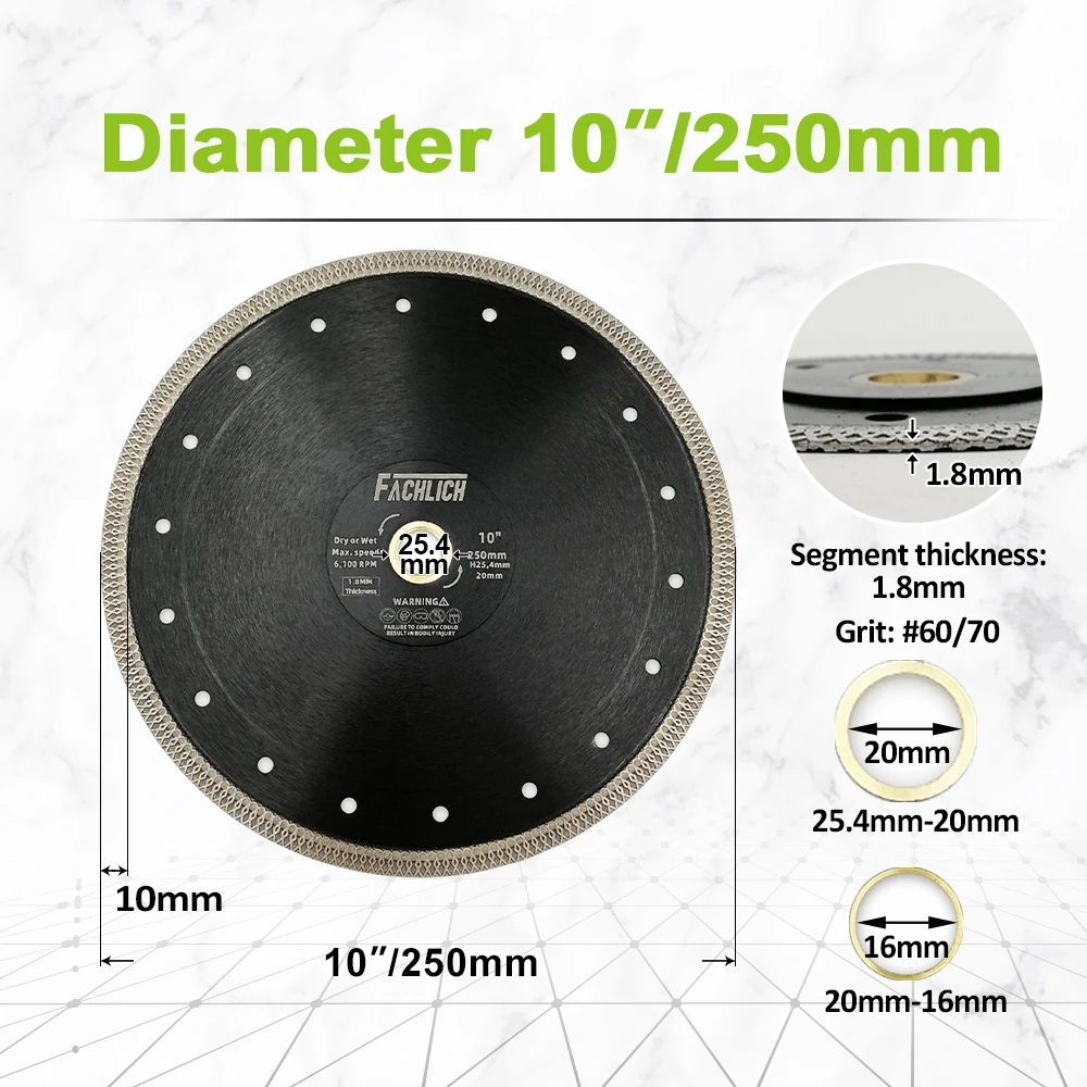 FACHLICH 1/2pcs Diameter Cutting Disc X Mesh Turbo Saw Blade 250/350mm Cut Ceramic Tile Porcelain Marble Granite Stone Plate