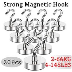 60/40/20Pcs Strong Magnet Hooks Neodymium Magnetic Hooks Heavy Duty Earth Magnets with Hook Cruise Hook Magnets for Refrigerator