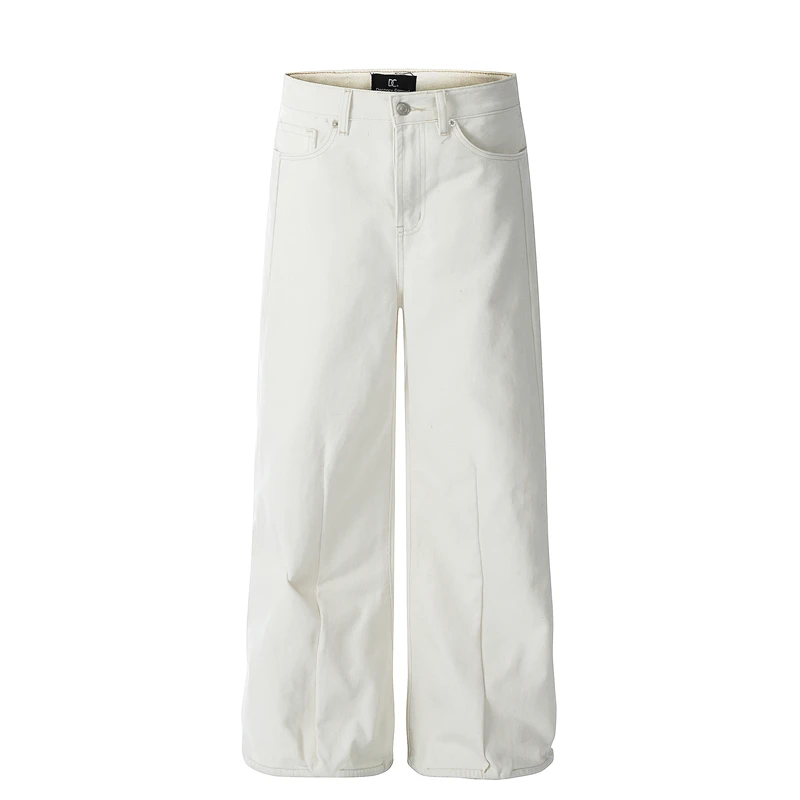 

Cleanfit Свободные широкие белые джинсы Мужские и женские американские матовые дизайнерские повседневные прямые джинсы Design Sense GXFortune