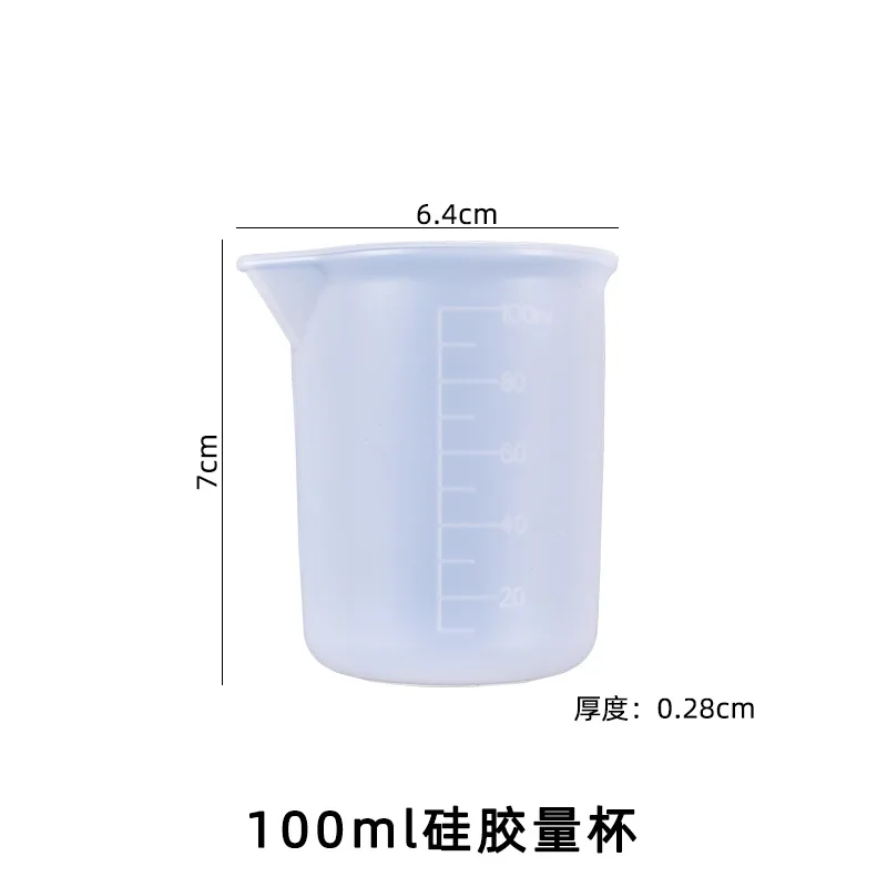 No-wash Silicone Measuring Cup DIY Handmade Tool With Scale 100ml Mixing Cup For Resin Craft Making Jewelry Tools