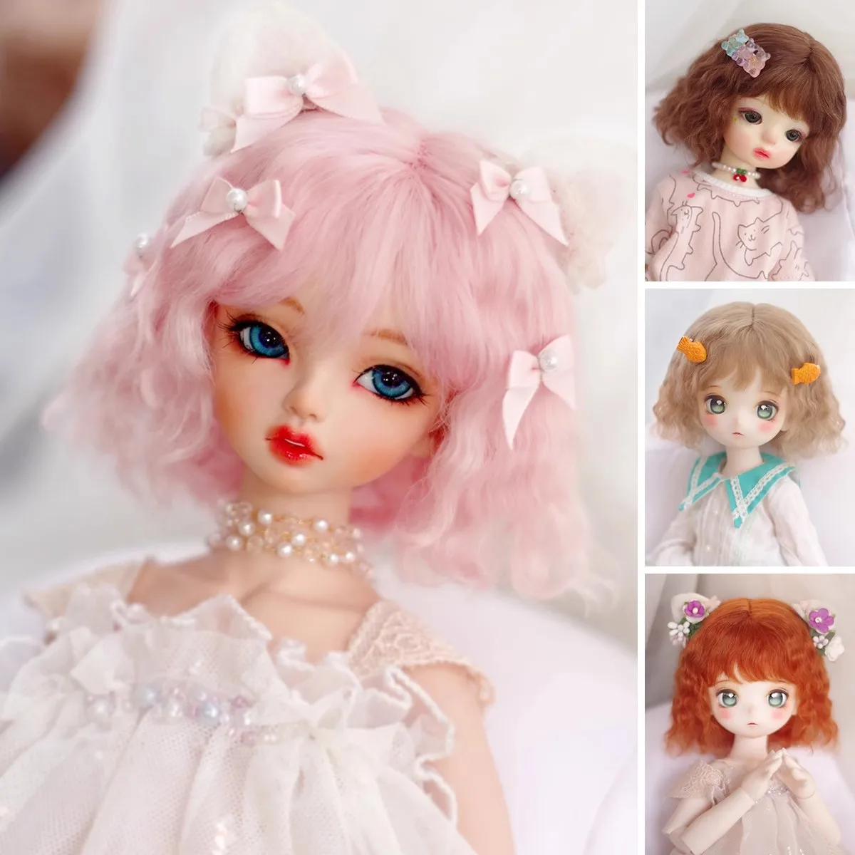 BJD doll wig suitable for 1/3 1/4 1/6 size cute doll wig wool curly hair doll accessories