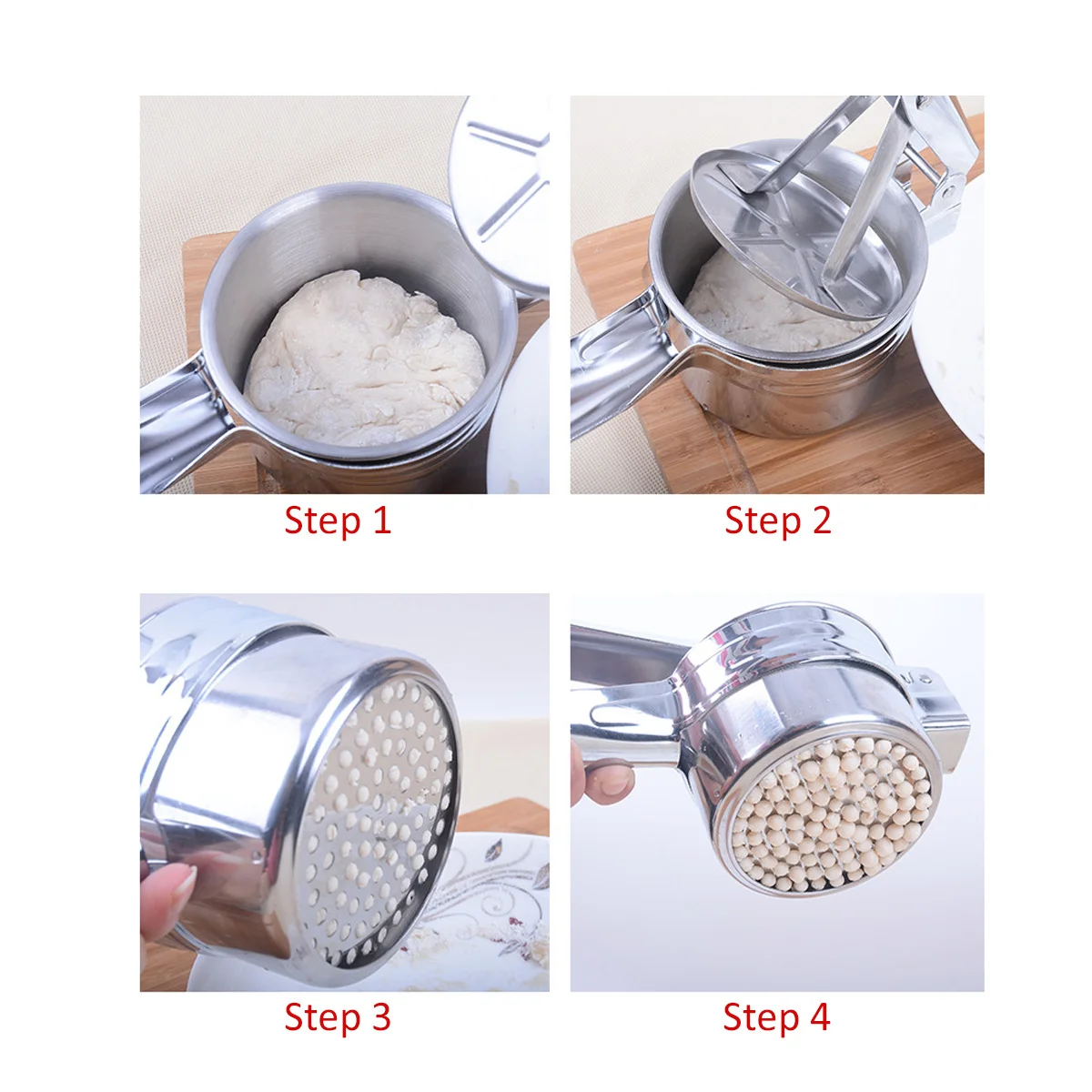 

Stainless Steel Potato Ricer 3 Interchangeable Disks Food Press Tool For Mashing Pureeing Vegetables Fruits Baby Food