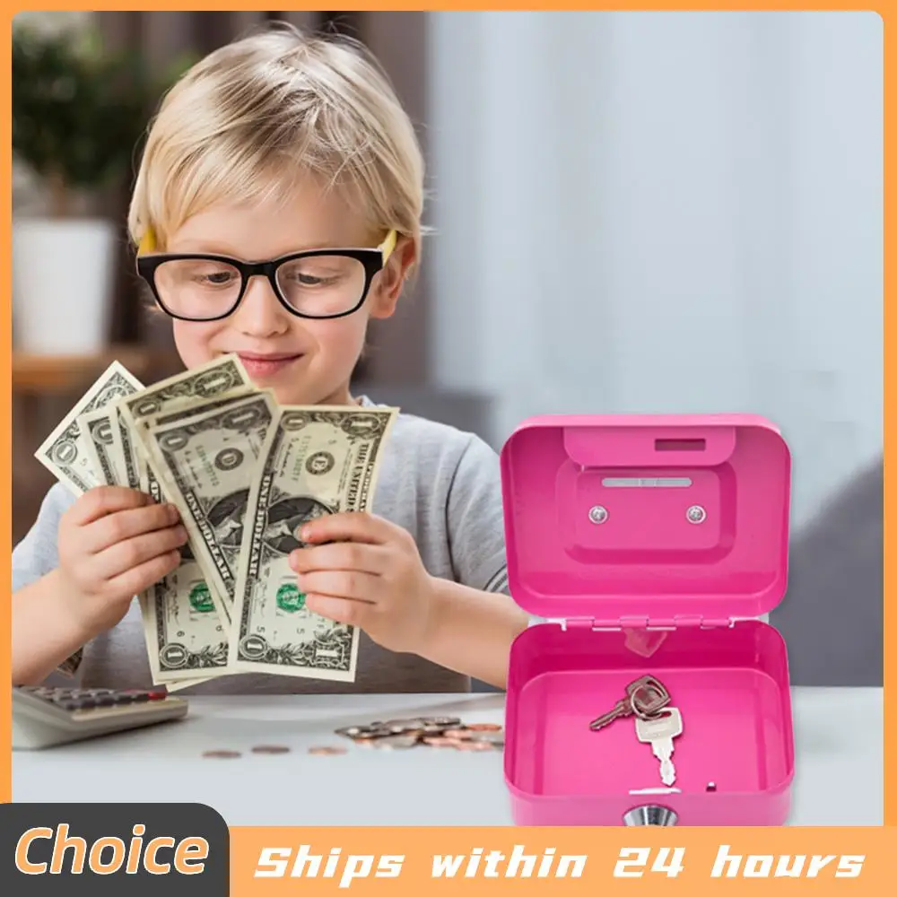 Metal Money Box with Key Lock Money Saving Box 4.53x3.78x2.28inch Coin Container Small Storage Box for Adults and Kids