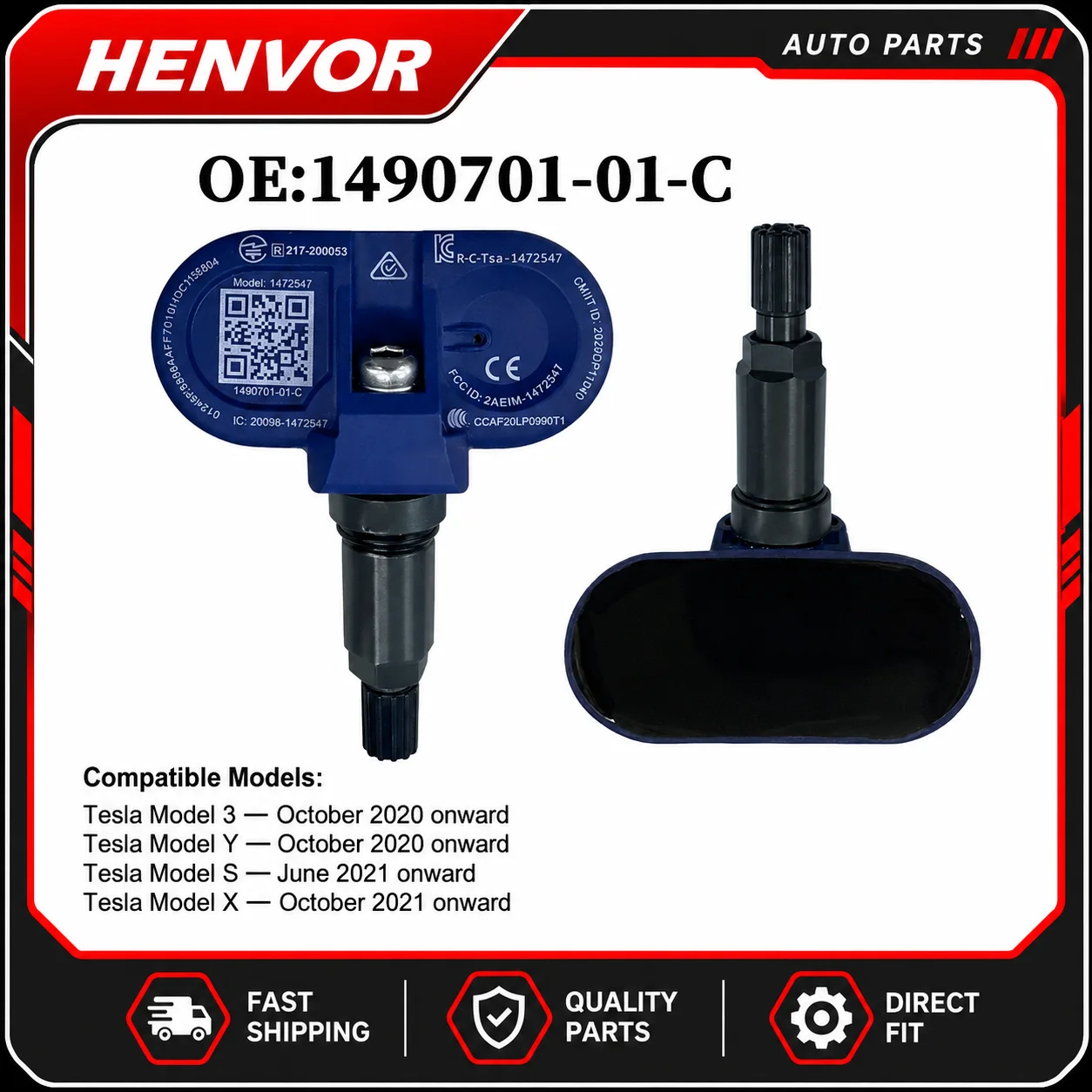1490701-01-C Bluetooth TPMS Tire Pressure Sensor for Tesla