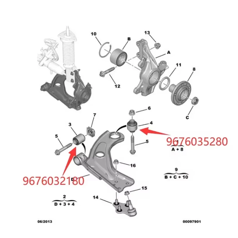 

9676032180 9676035280 For Peugeot408 308 3008 CitroenC4 C5 Picasso Suspension Bushing,Front Triangular Arm Hinge,hem arm bushing