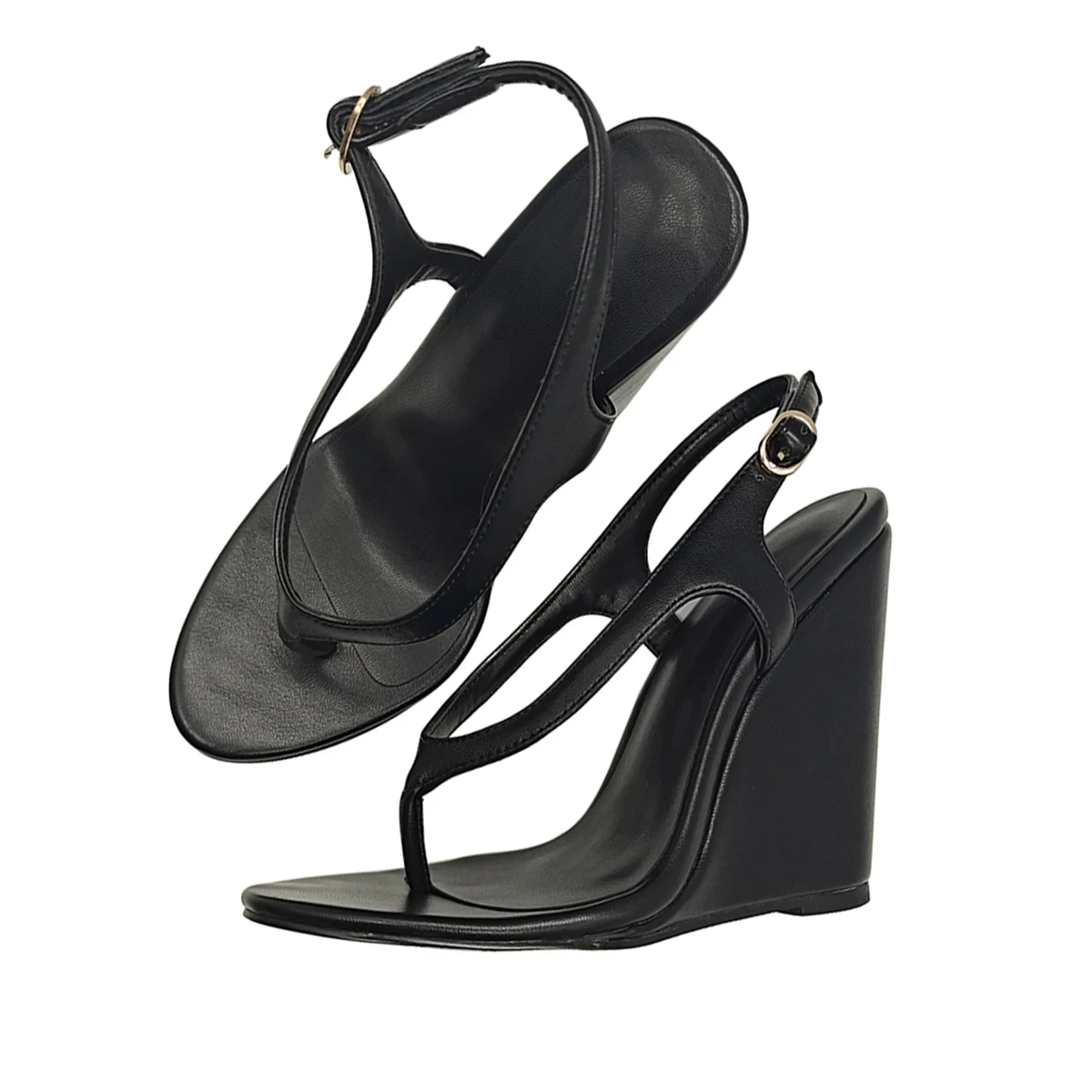 Infradito da donna sandali con zeppa scarpe con tacco alto scarpe da donna estive comode calzature Casual cinturino alla caviglia nero su misura