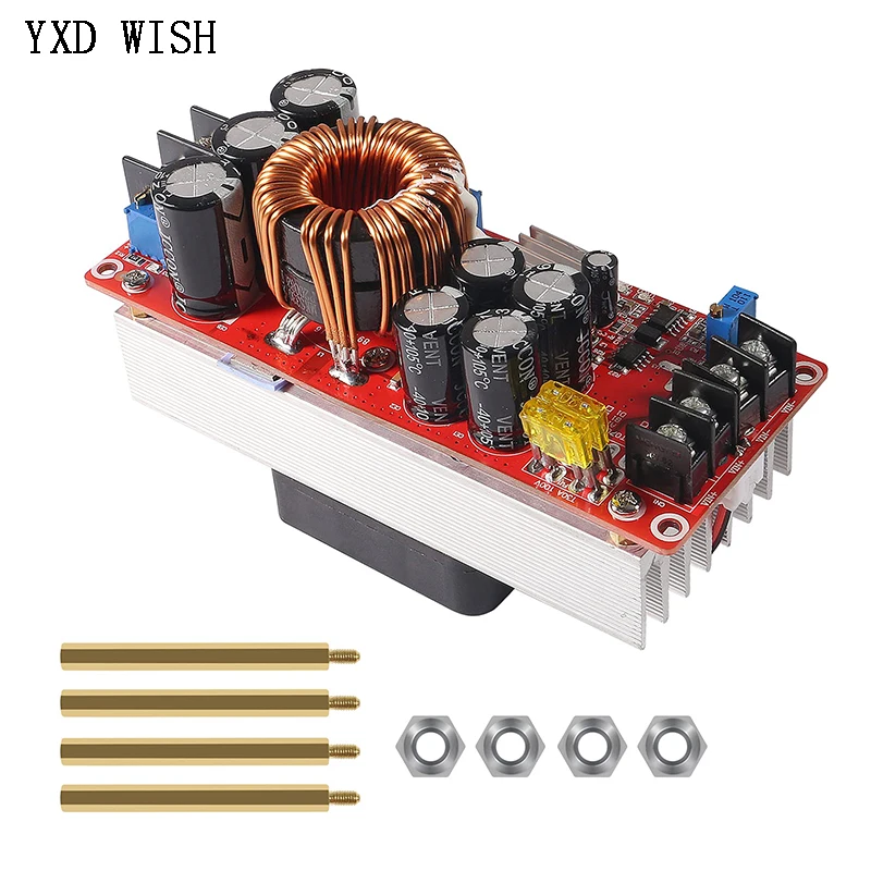 1500W DC-DC Booster Converter Module 30A Adjustable Constant Voltage and Current Electric Vehicle Power Supply Board With Fan