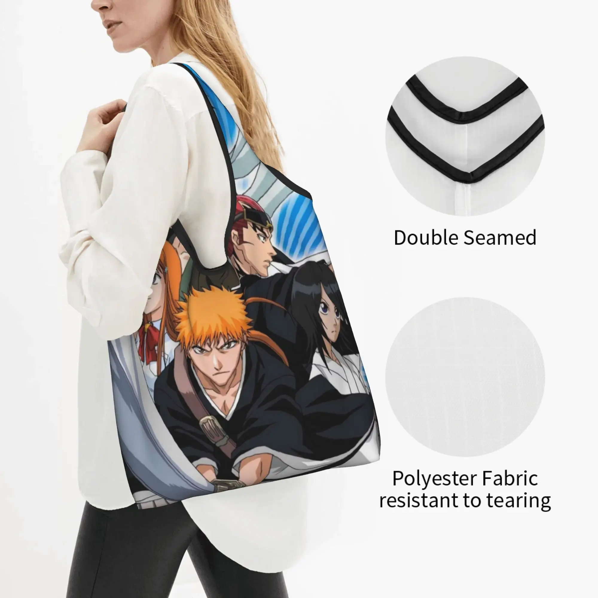Kawaii Printing B-Bleaches Classic  Anime Tote Shopping Bag Portable Shopper Shoulder Cartoon  Handbag