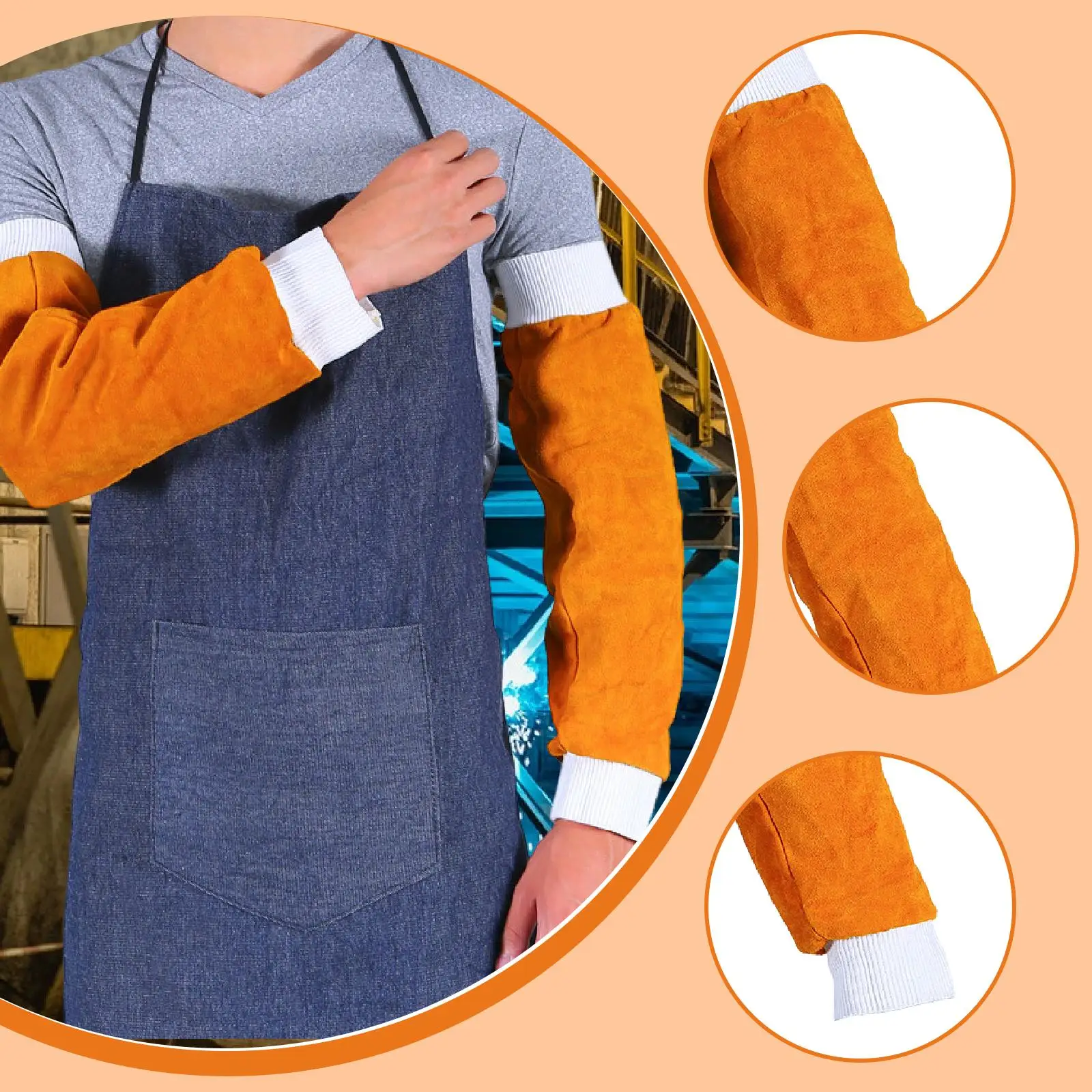 

Men Women Double Arm Guard Welding Protective Sleeves Elastic Cuff Burn Resistant for Welder Metal Cutting