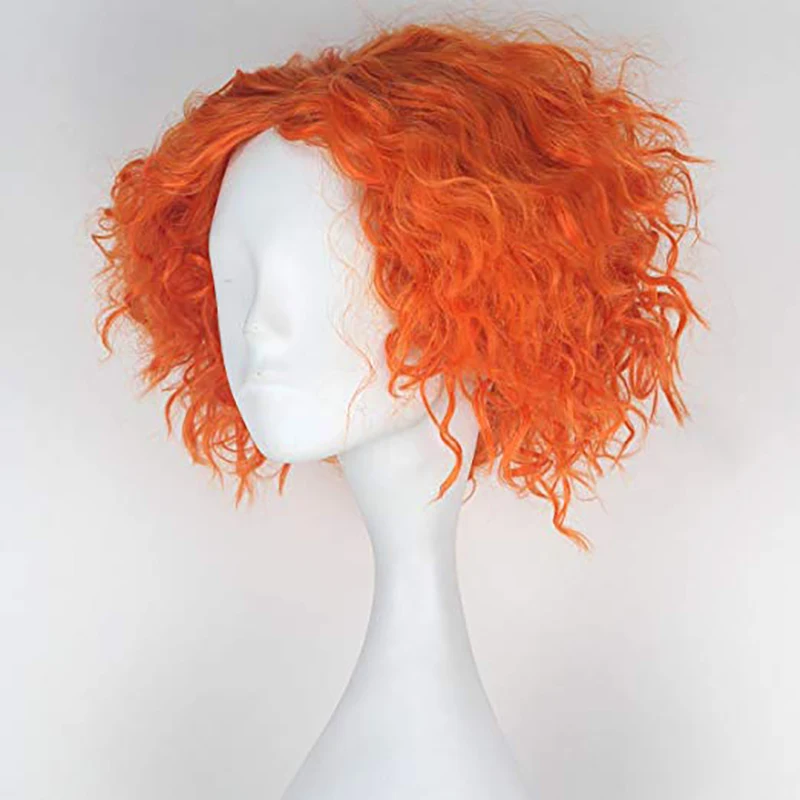 Costume Wigs Orange Short Curly Wig Synthetic Wig Anime Cosplay Wig For Halloween Cosplay Party