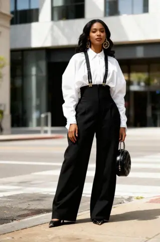 Women's autumn and winter casual high-waisted detachable overalls